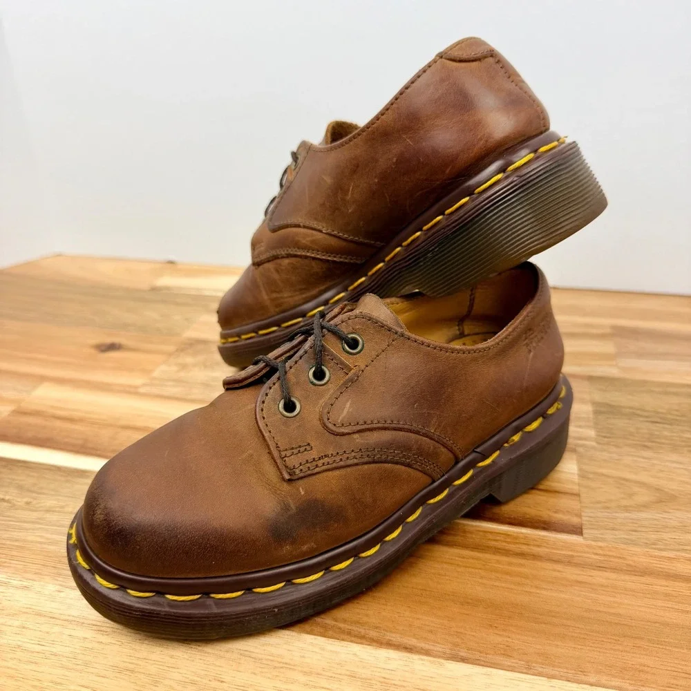Dr Martens Vintage Oxford Kids Brown Leather Shoes Size 12